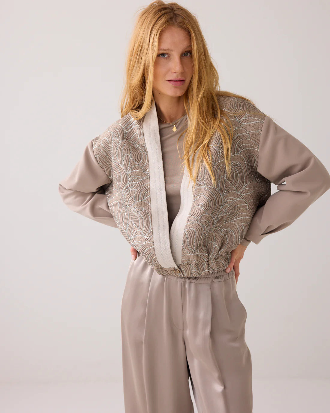 Jacquard/foam Bomber Jacket