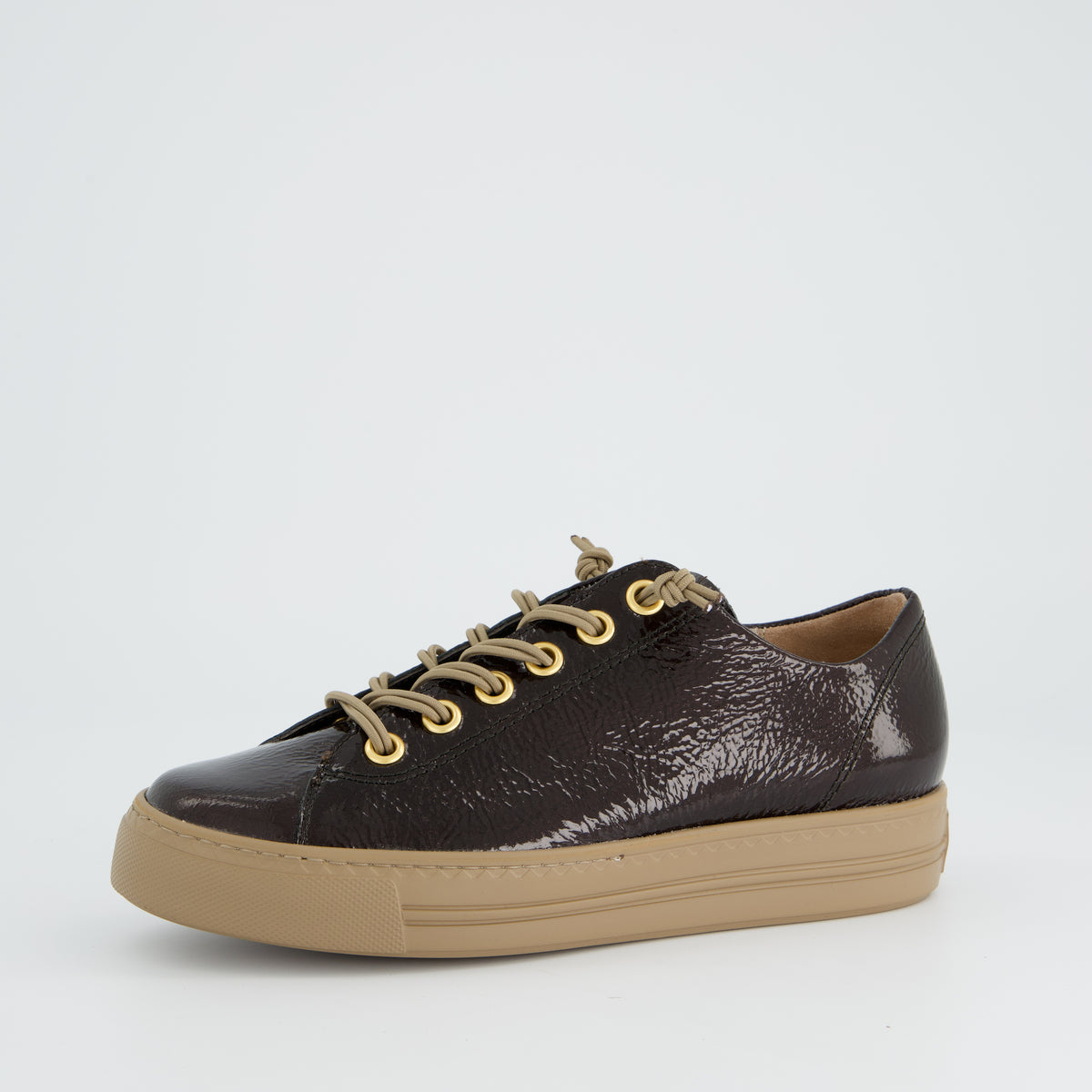 Patent Sneaker with Gold Eyelets