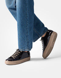 Patent Sneaker with Gold Eyelets