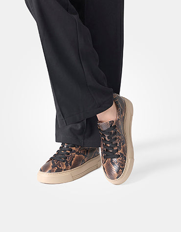 Snake Print Leather Sneaker