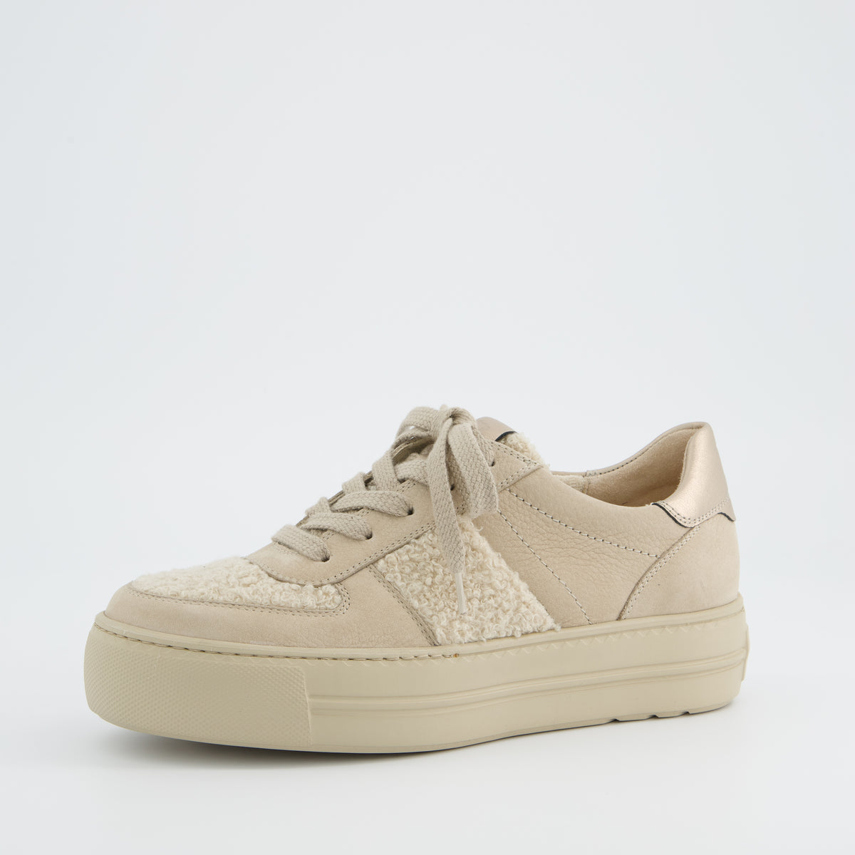 Super Soft Sneaker – Beige Bouclé & Suede