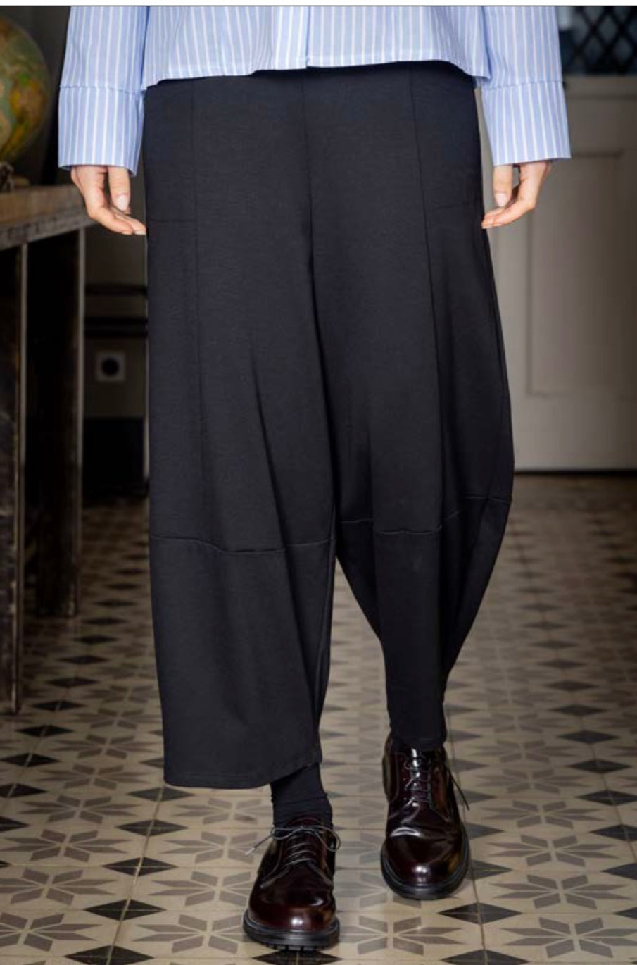 Black Wide-Leg Drop Crotch Trousers