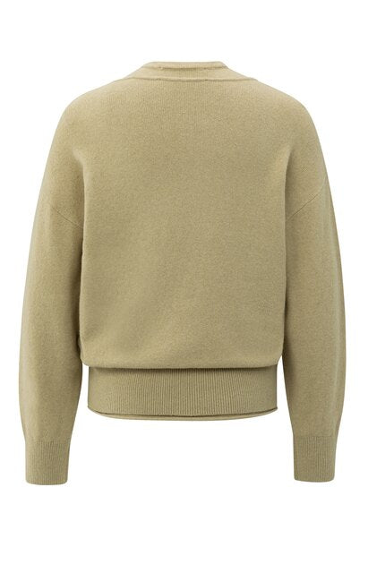 Knitted Sweater with Deep V-neck and Layered Top