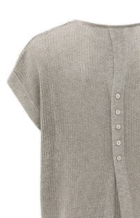 Sleeveless Knit Top with Back Button Detail