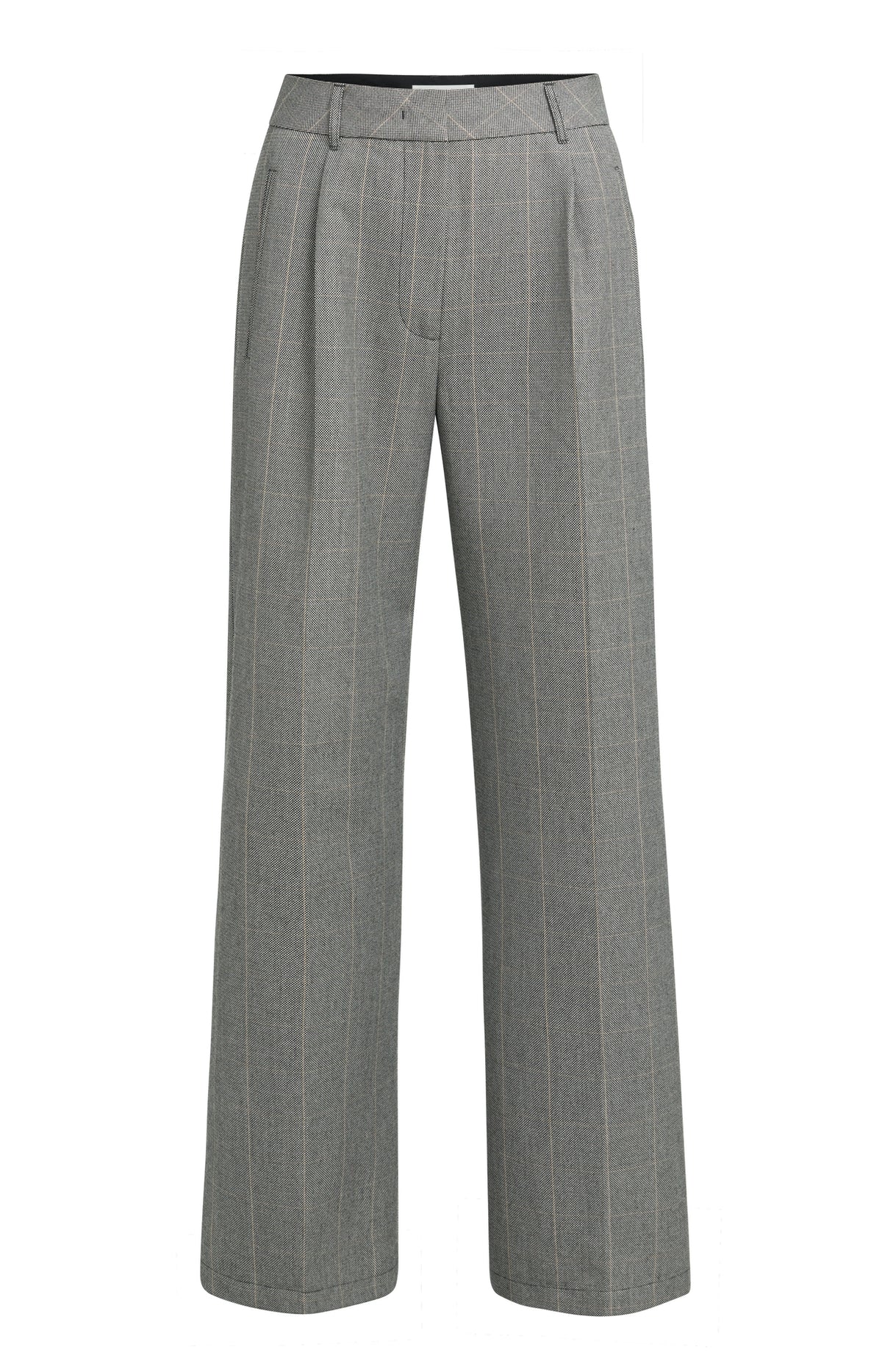 Woven Wide Leg Check  Trousers