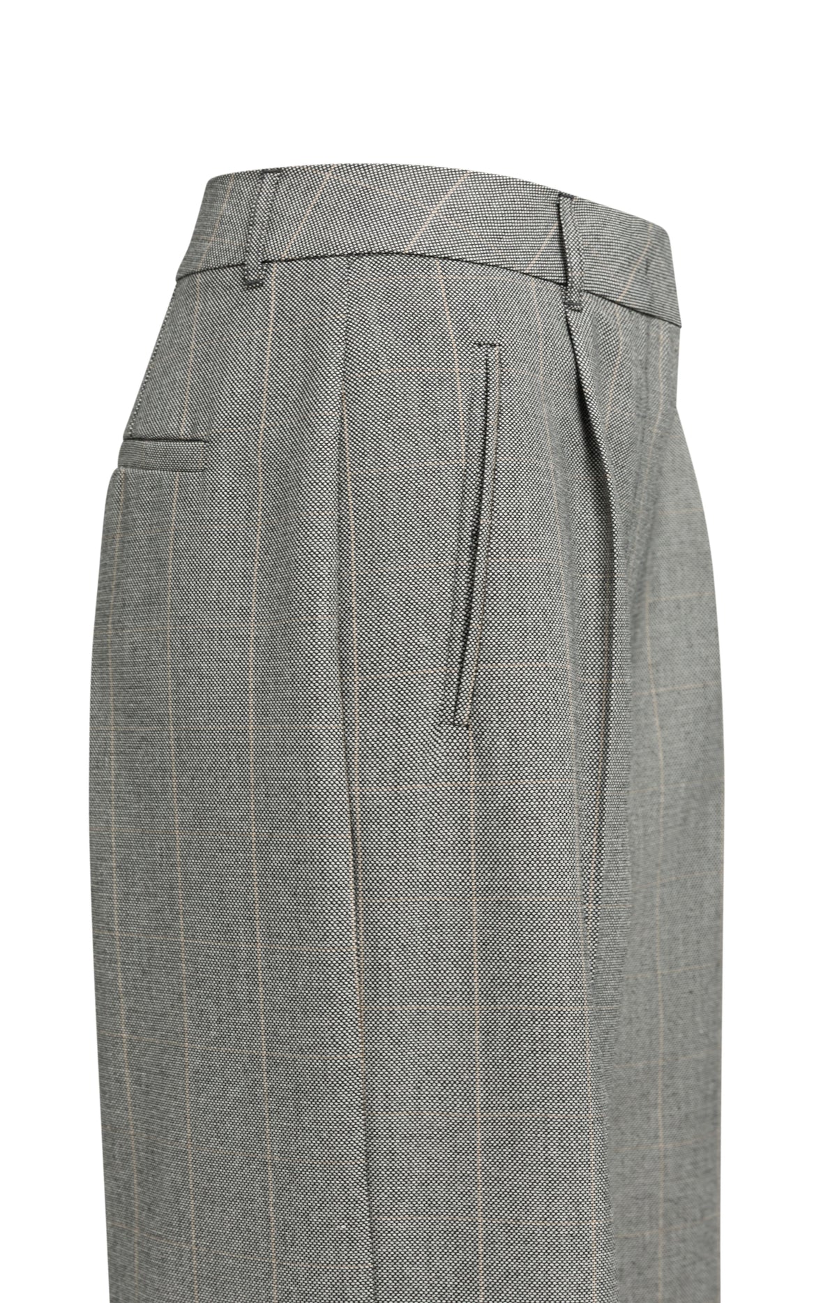 Woven Wide Leg Check  Trousers