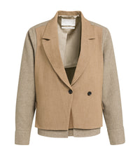 Blazer with Contrast Fabric and Loose Fit -