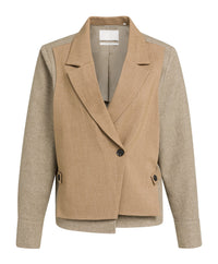 Blazer with Contrast Fabric and Loose Fit -