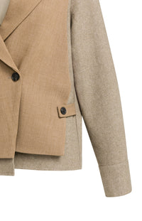 Blazer with Contrast Fabric and Loose Fit -