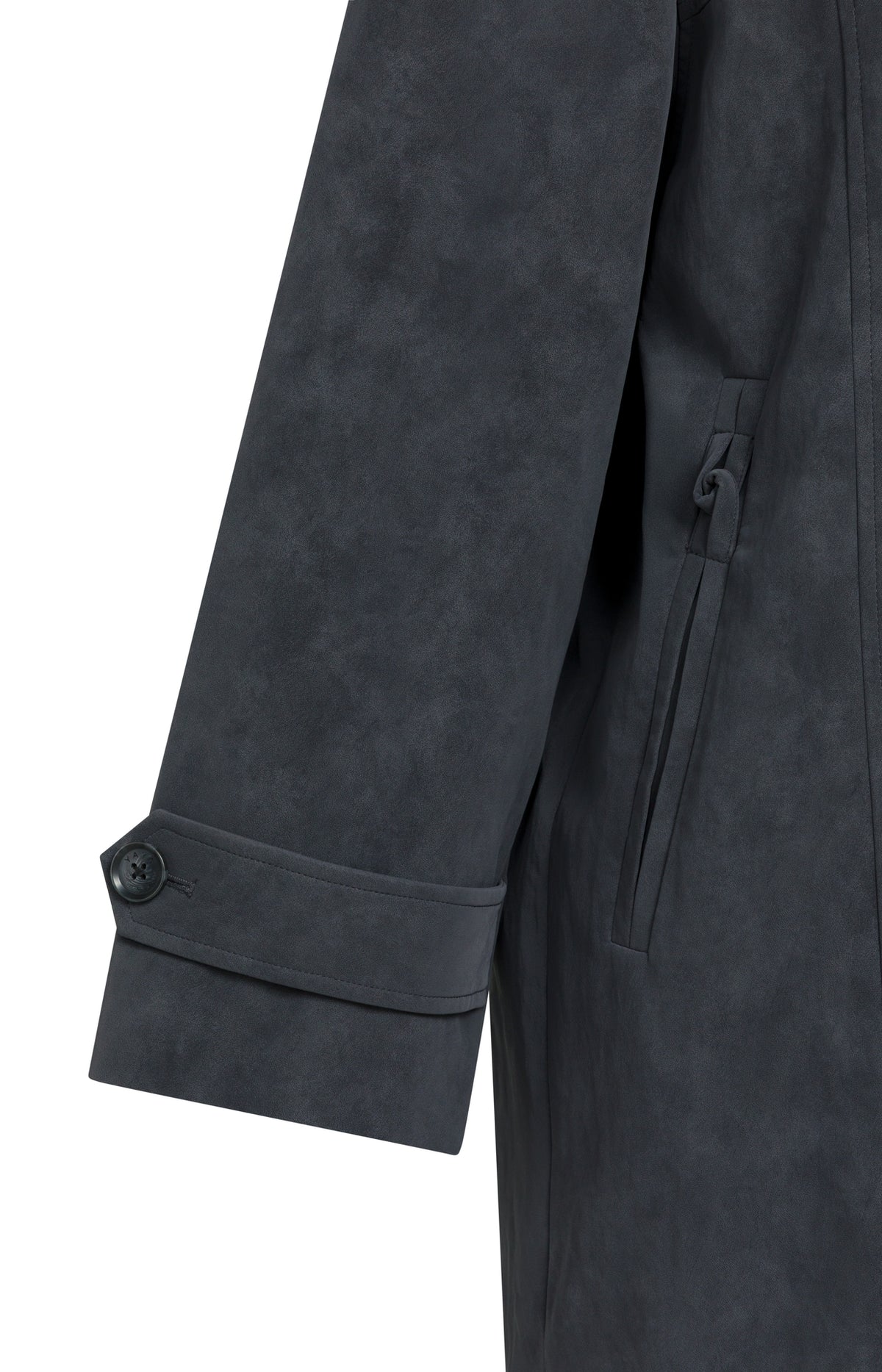 Long Faux Suede Coat with Detachable Collar -