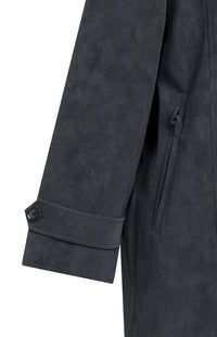 Long Faux Suede Coat with Detachable Collar -