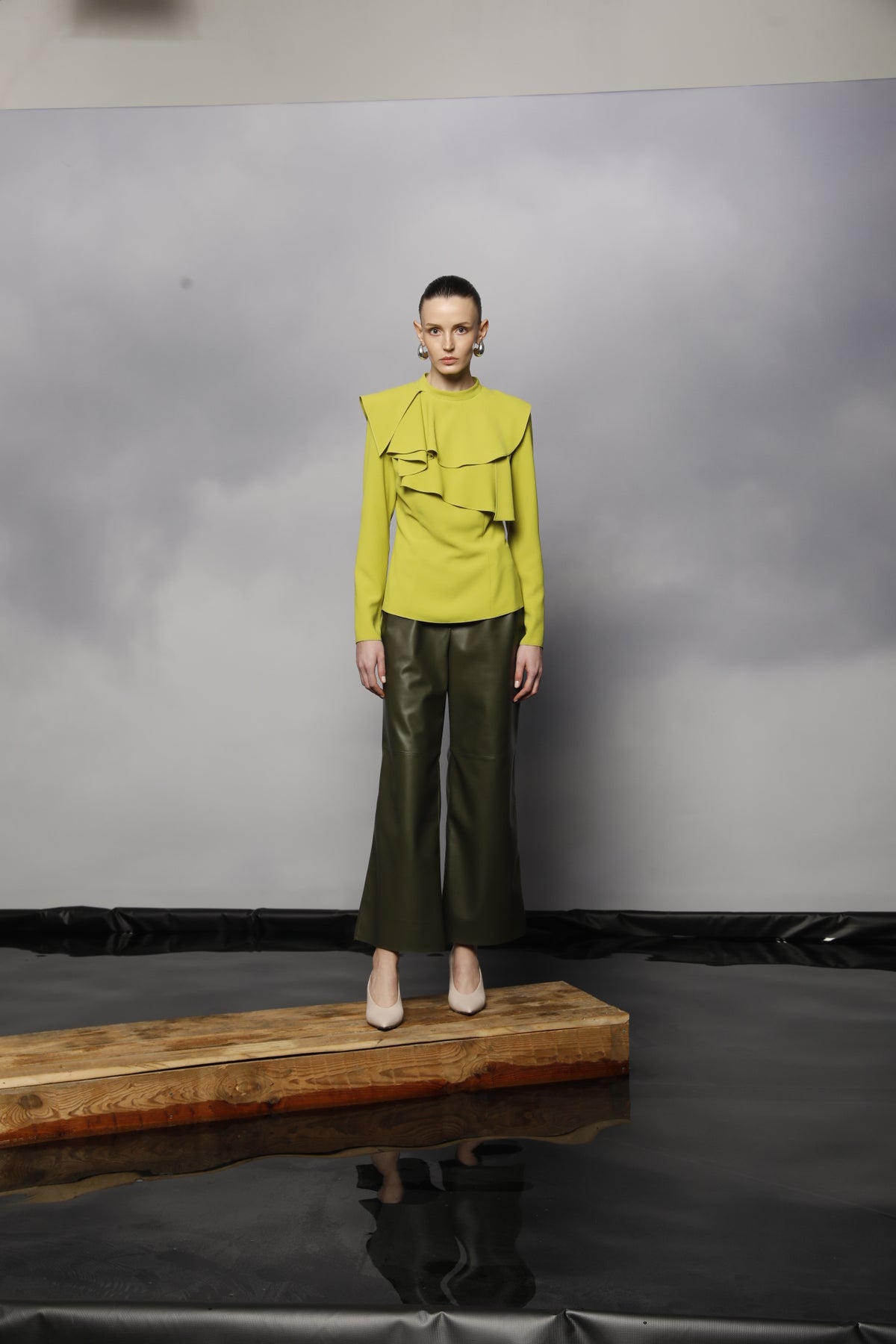 Chartreuse Ruffle Detail Blouse