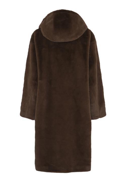 Chocolate Brown Faux Fur Hooded Coat