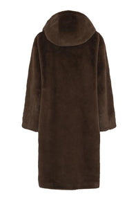 Chocolate Brown Faux Fur Hooded Coat