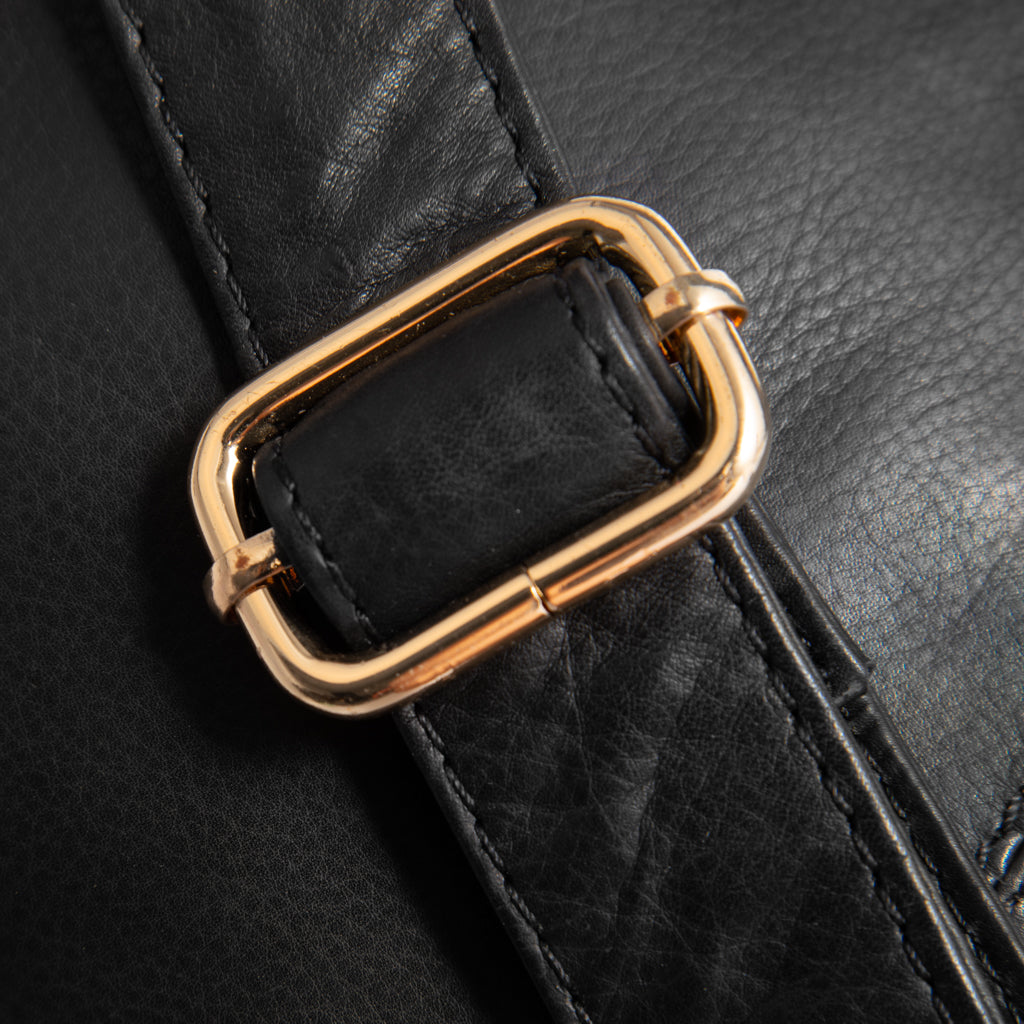 Leather Crossbody Bag with Chain Detail on Front