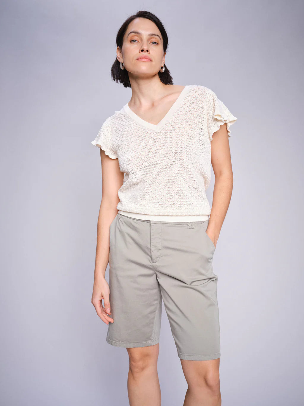 MMGanna Pattern V-neck Knit