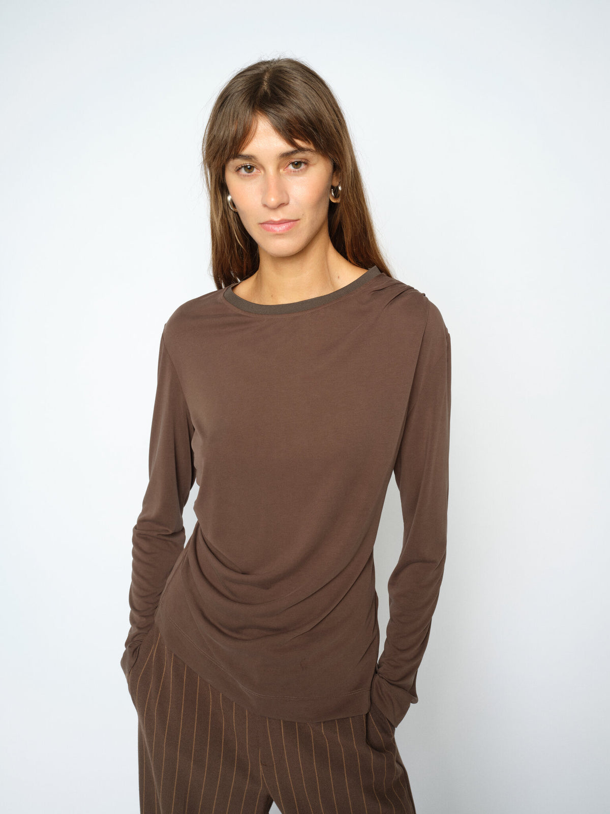 Ami O-LS Draped Tee