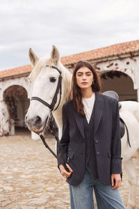 Pinstripe Boyfriend Blazer