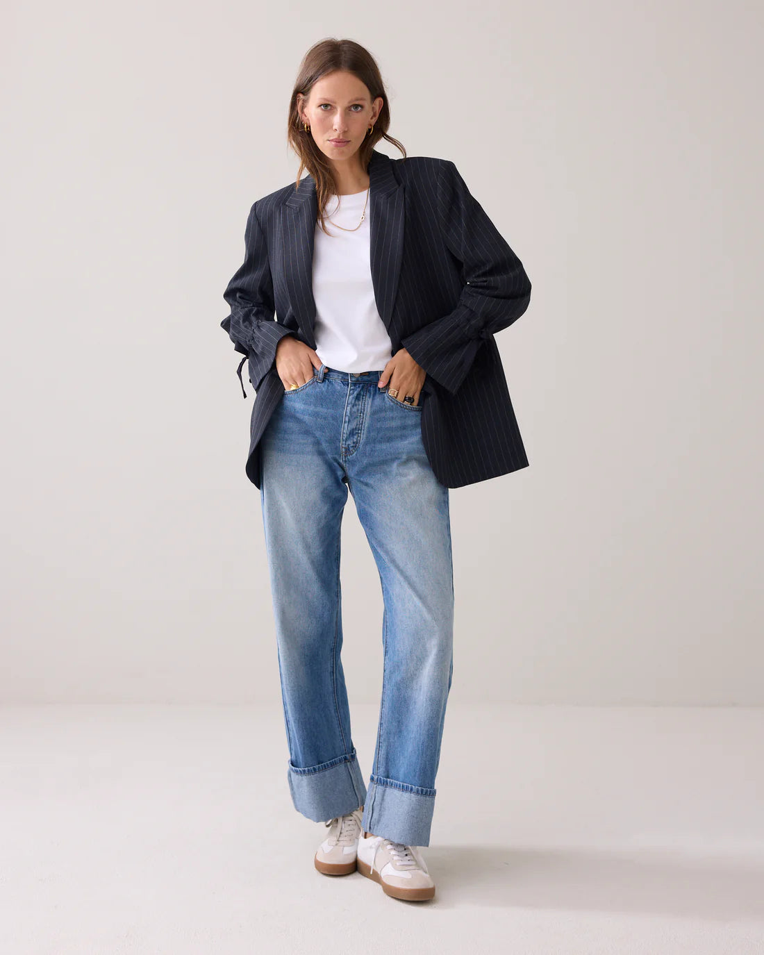 Pinstripe Boyfriend Blazer