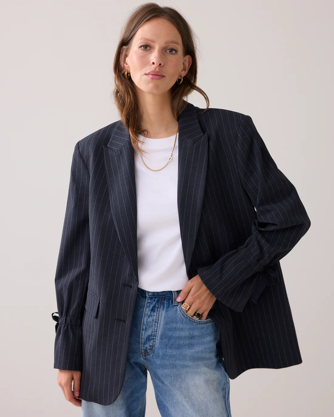 Pinstripe Boyfriend Blazer