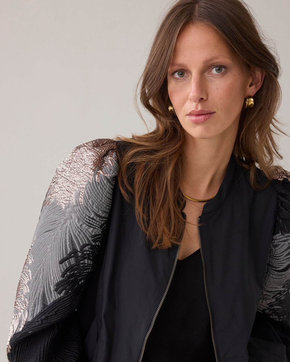 Bomber Jacket Jacquard Sleeves