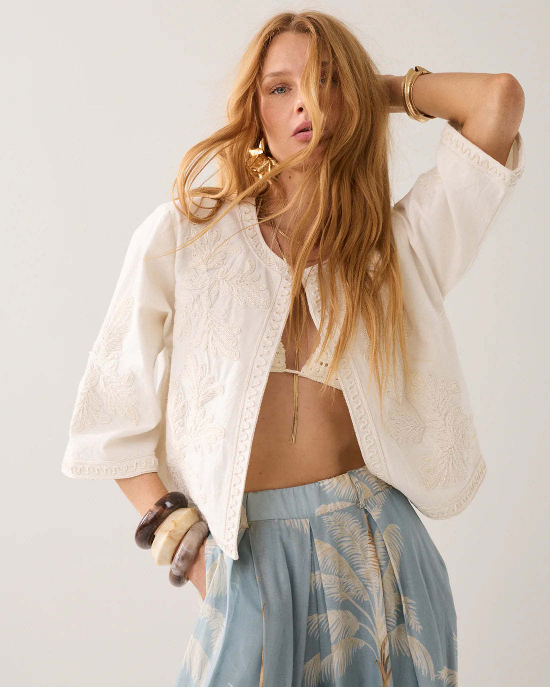 Cotton Jacket with Embroidery