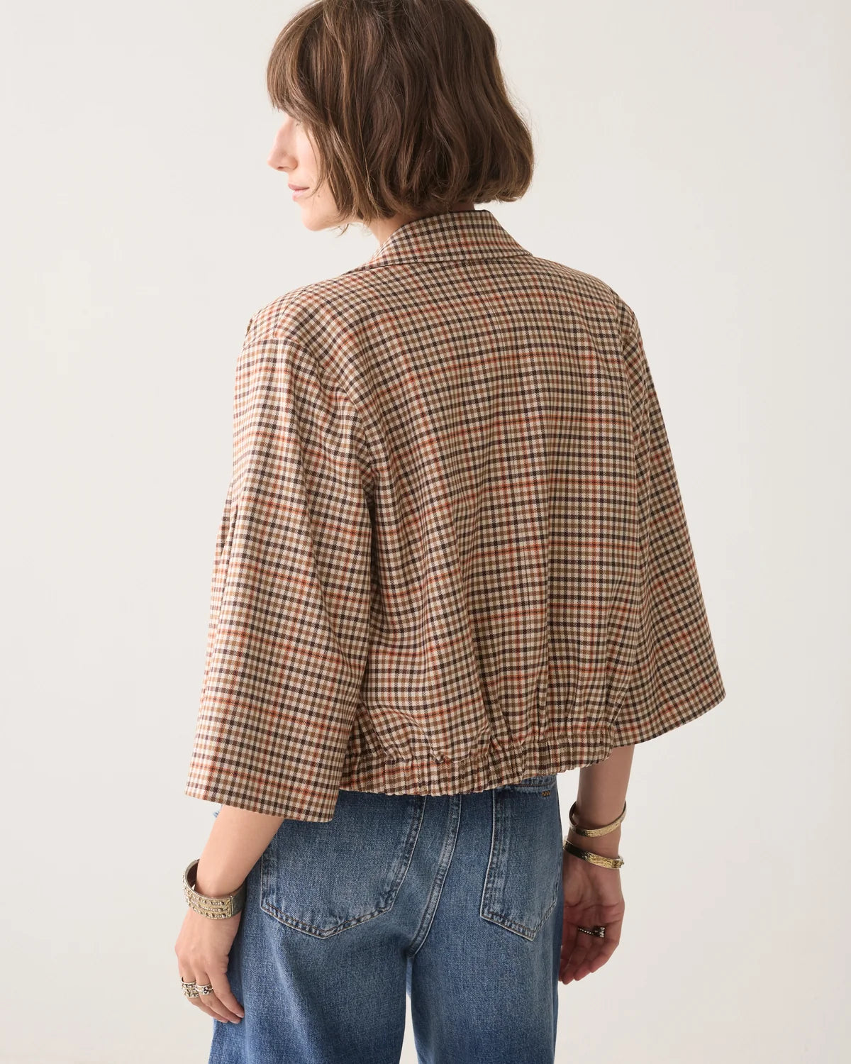 Checked Cape Jacket