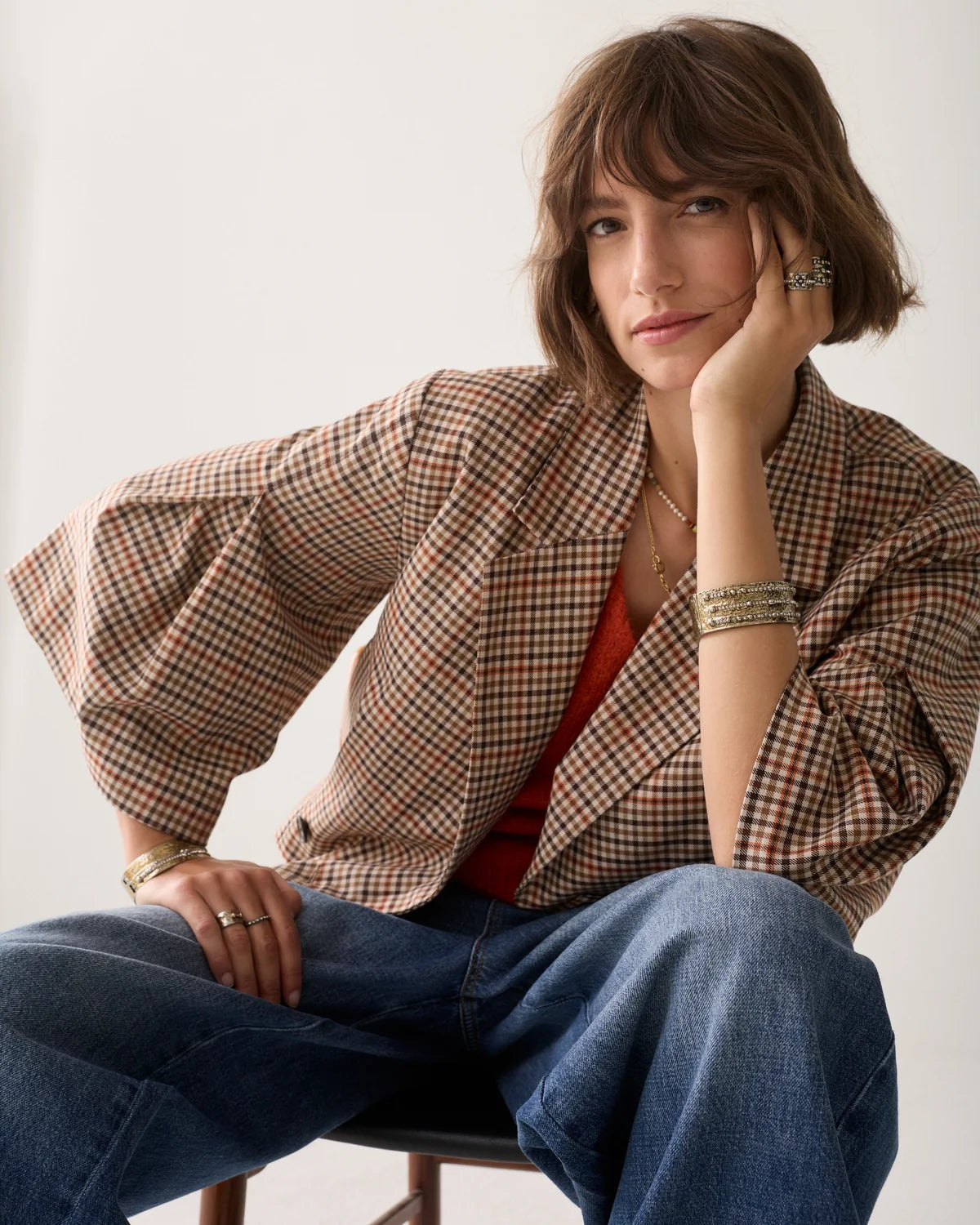 Checked Cape Jacket