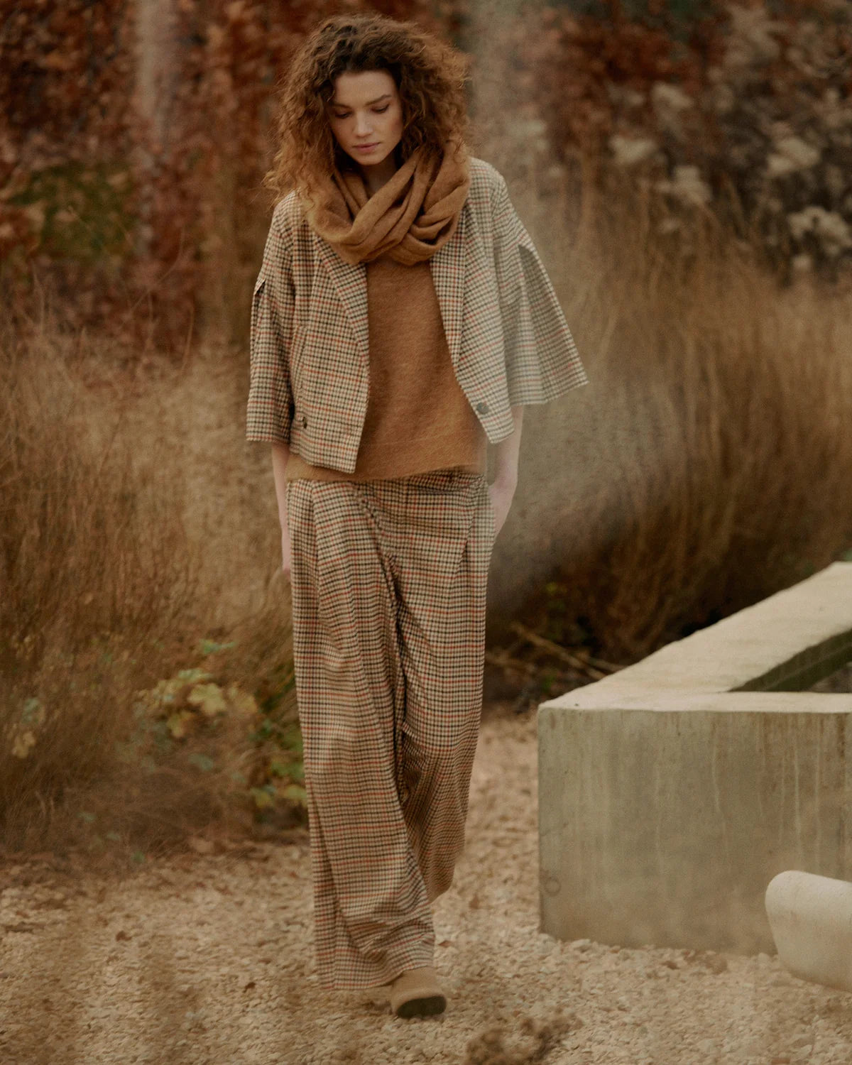 Checked Cape Jacket