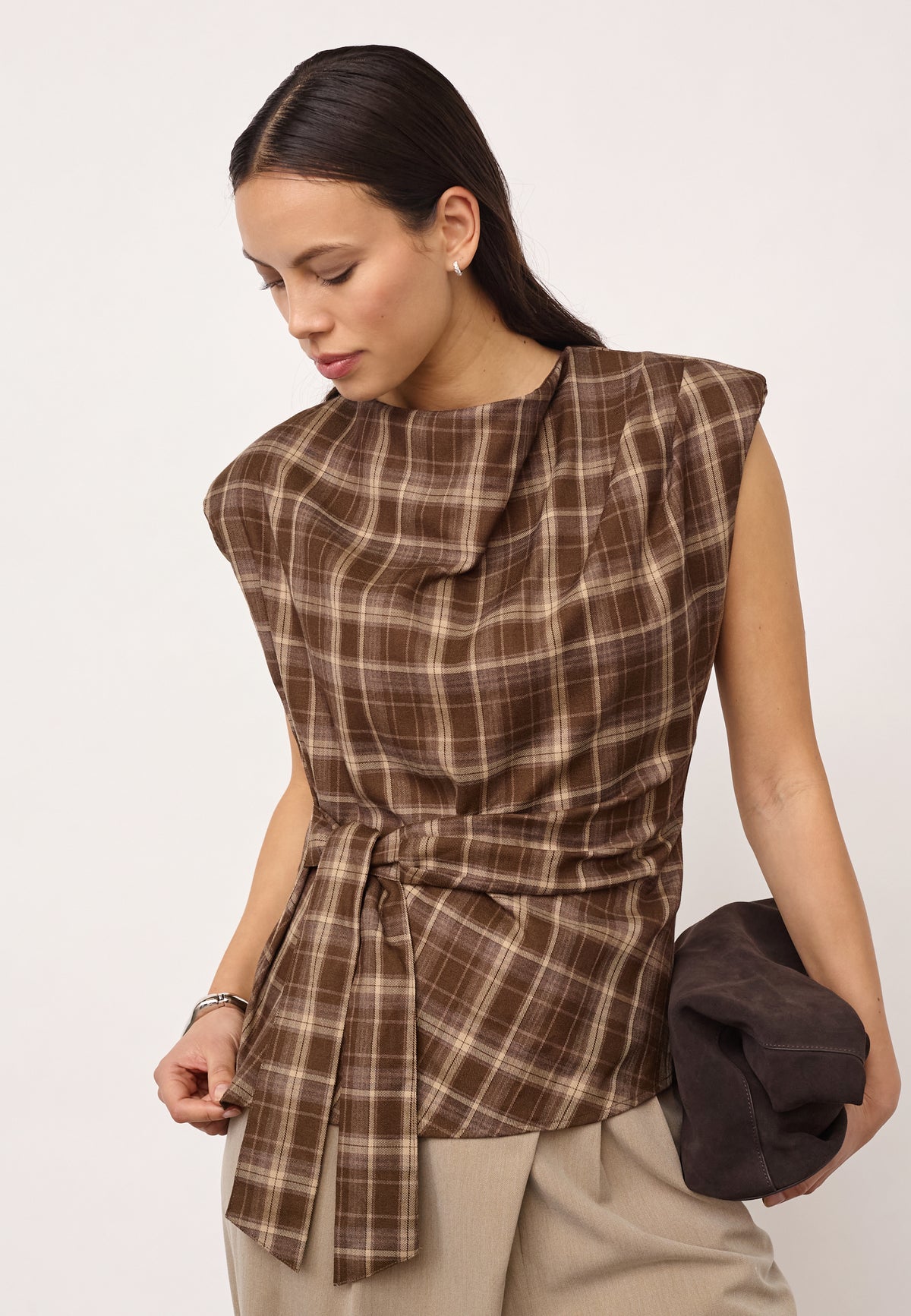 Co'Couture DagnyCC Check Pleat Top