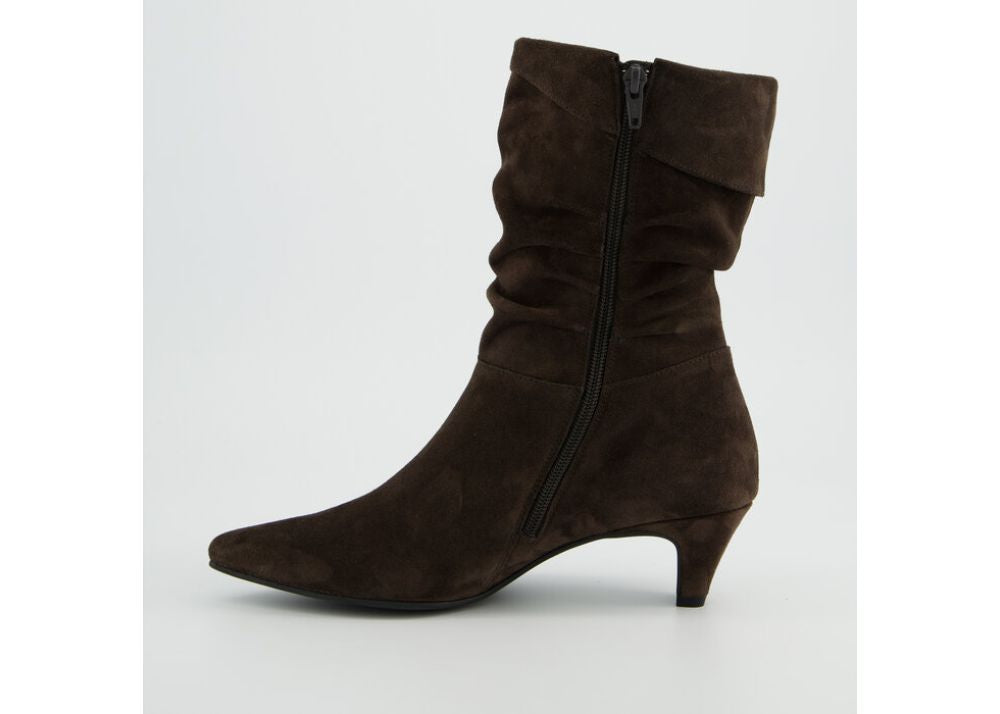 Chocolate Brown Suede Slouch Mid-Calf Boots