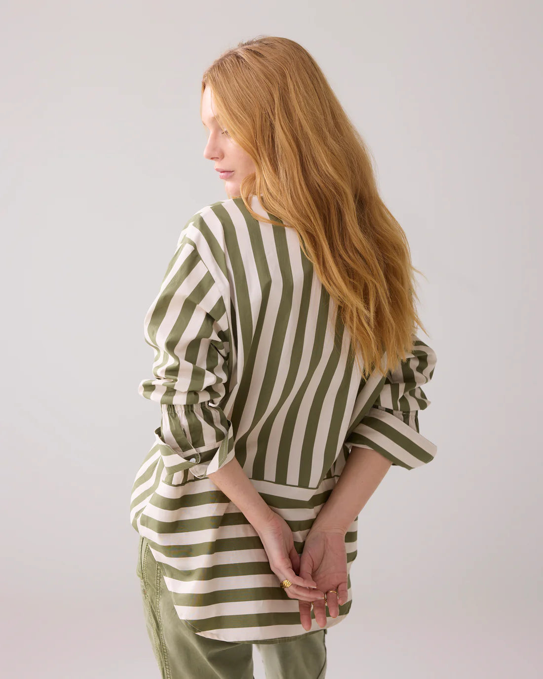 Shirt Blouse with Stripe Print