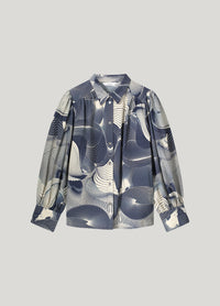 Shirt Blouse with Wave Print