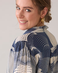 Shirt Blouse with Wave Print