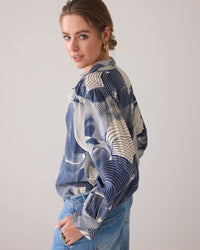 Shirt Blouse with Wave Print