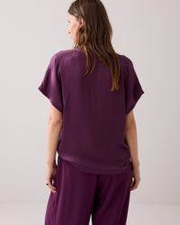 Shiny V-neck Top