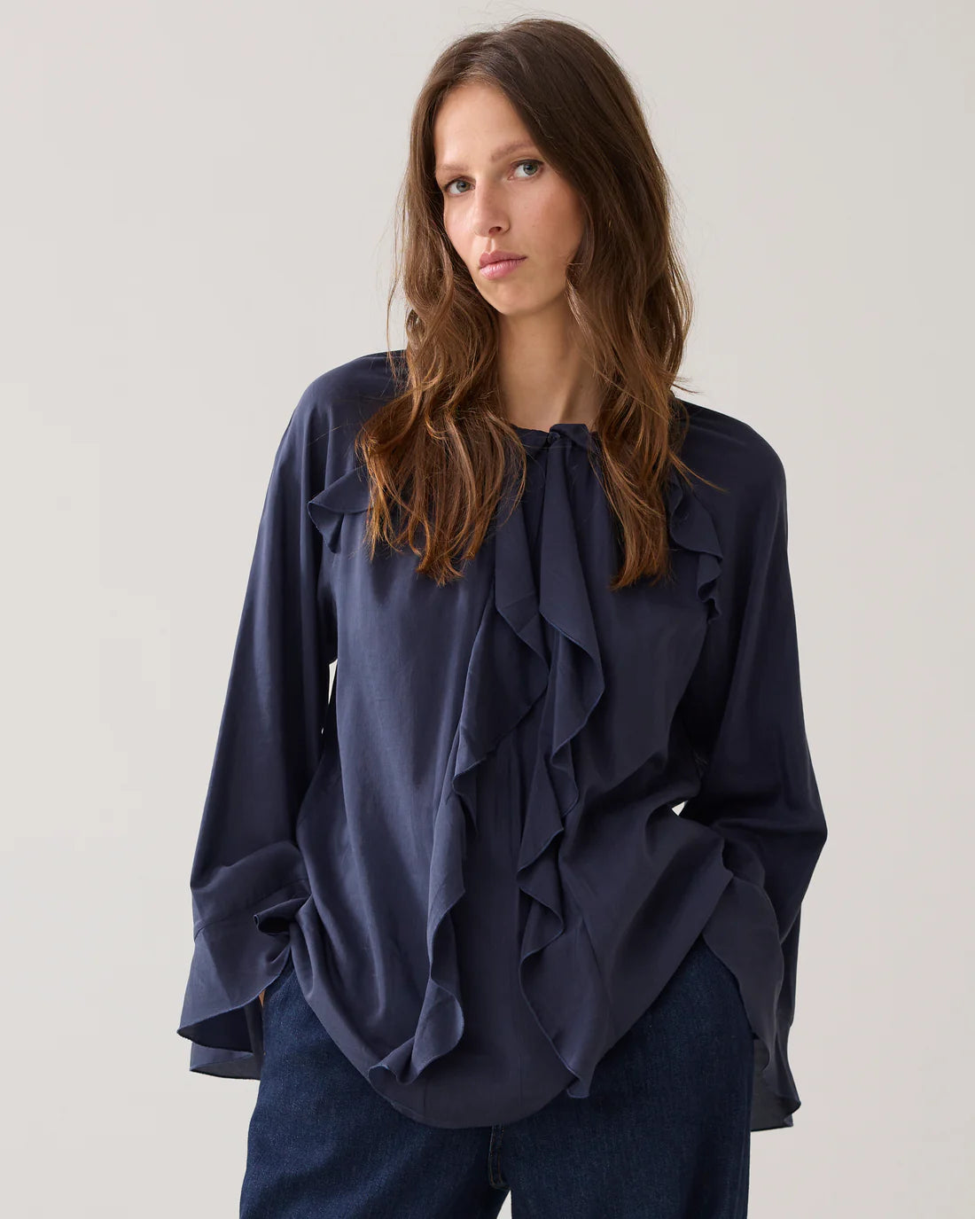 Shiny Top with Ruffles