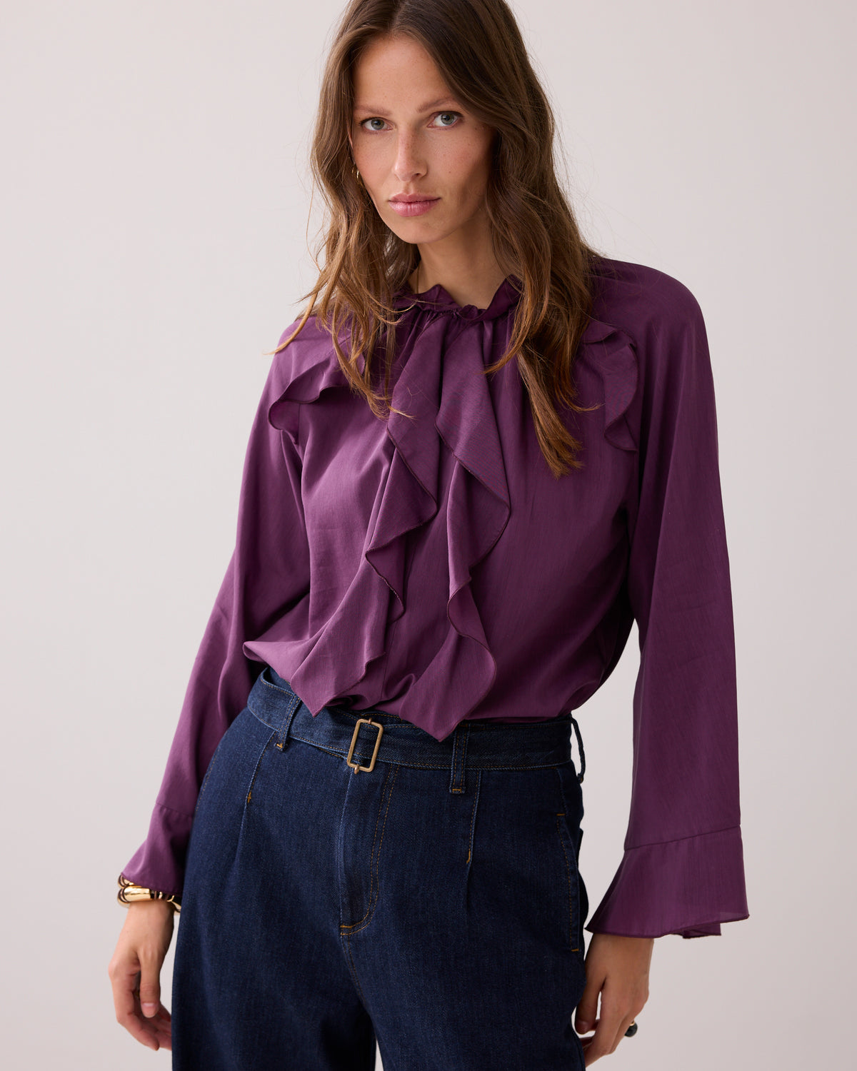 Shiny Top with Ruffles