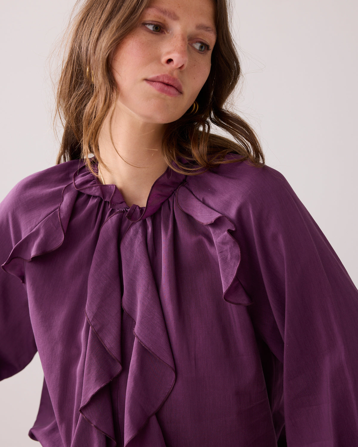 Shiny Top with Ruffles