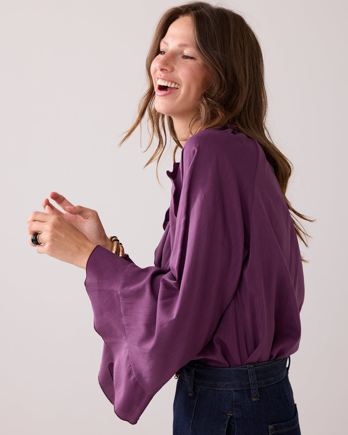 Shiny Top with Ruffles