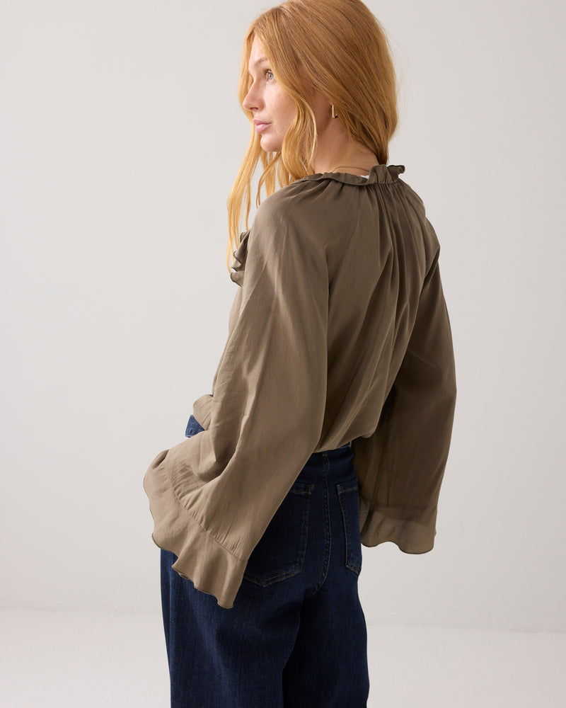 Shiny Top with Ruffles