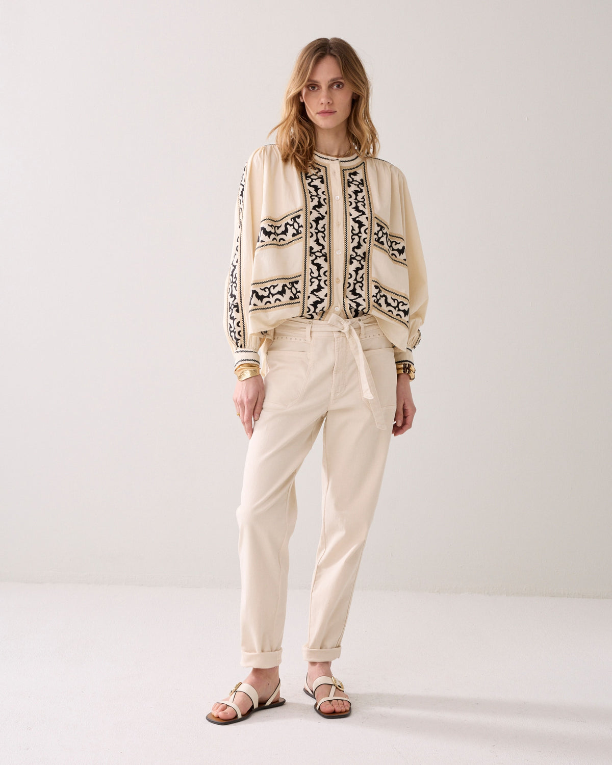 Embroidered Blouse in Crispy Cotton