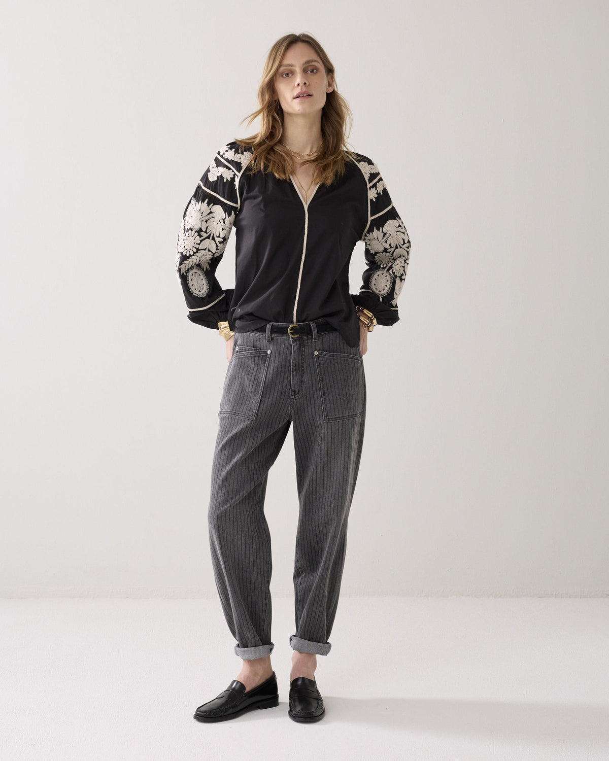 Embroidered Contrast Top