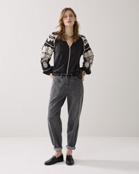 Embroidered Contrast Top