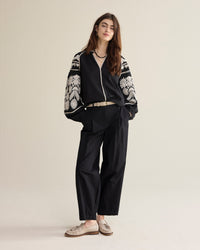 Embroidered Contrast Top