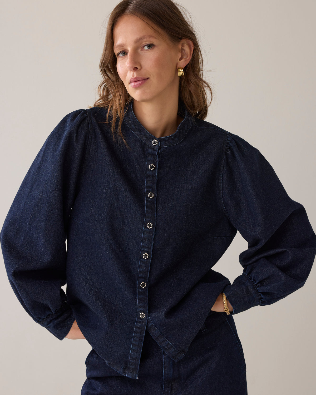 Lurex Denim Blouse Cotton