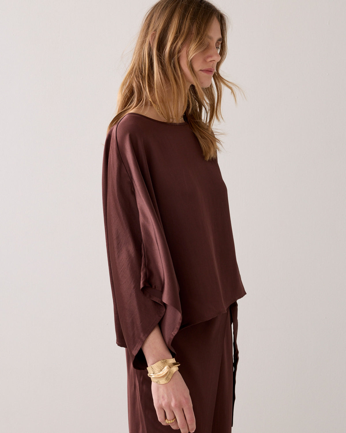 Silky Top with Kimono Sleeves