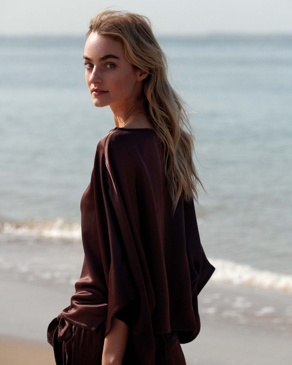 Silky Top with Kimono Sleeves