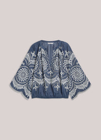 Chambray Top with Embroidery