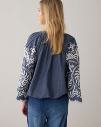 Chambray Top with Embroidery